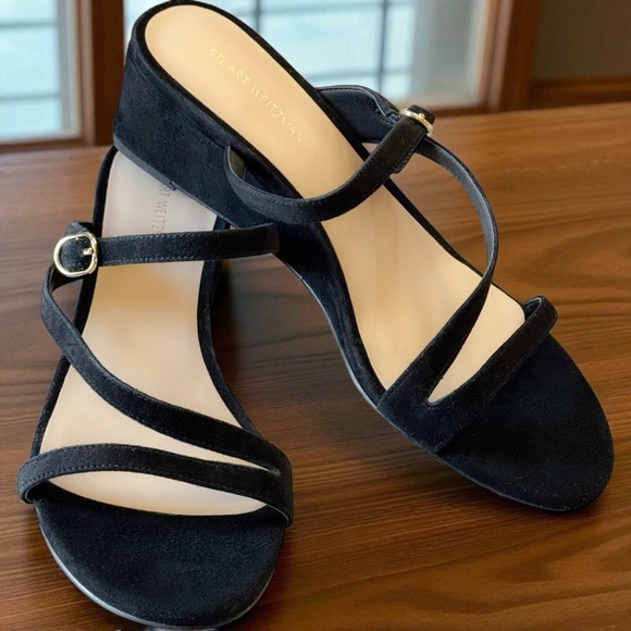 Stuart Weitzman Buckle Wedge Suede Sandal size 7.5 - Picture 6 of 12